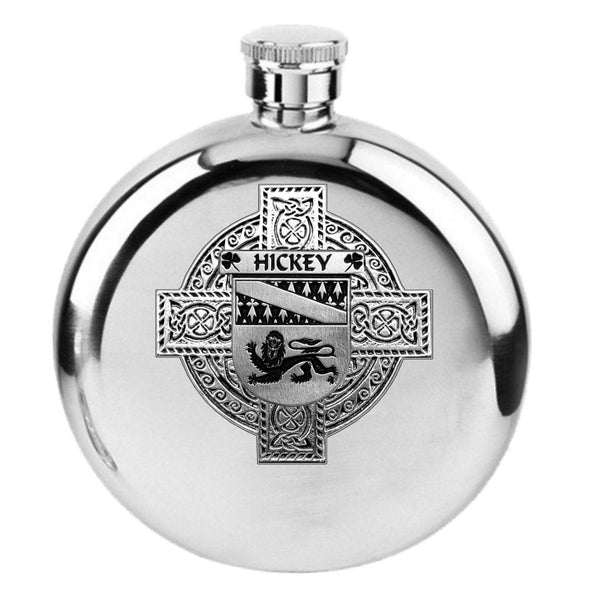 Hickey Irish Celtic Cross Round Flask 5 oz