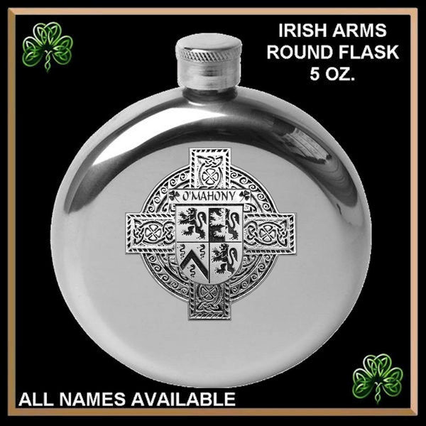 O'Mahony Irish Celtic Cross Round Flask 5 oz