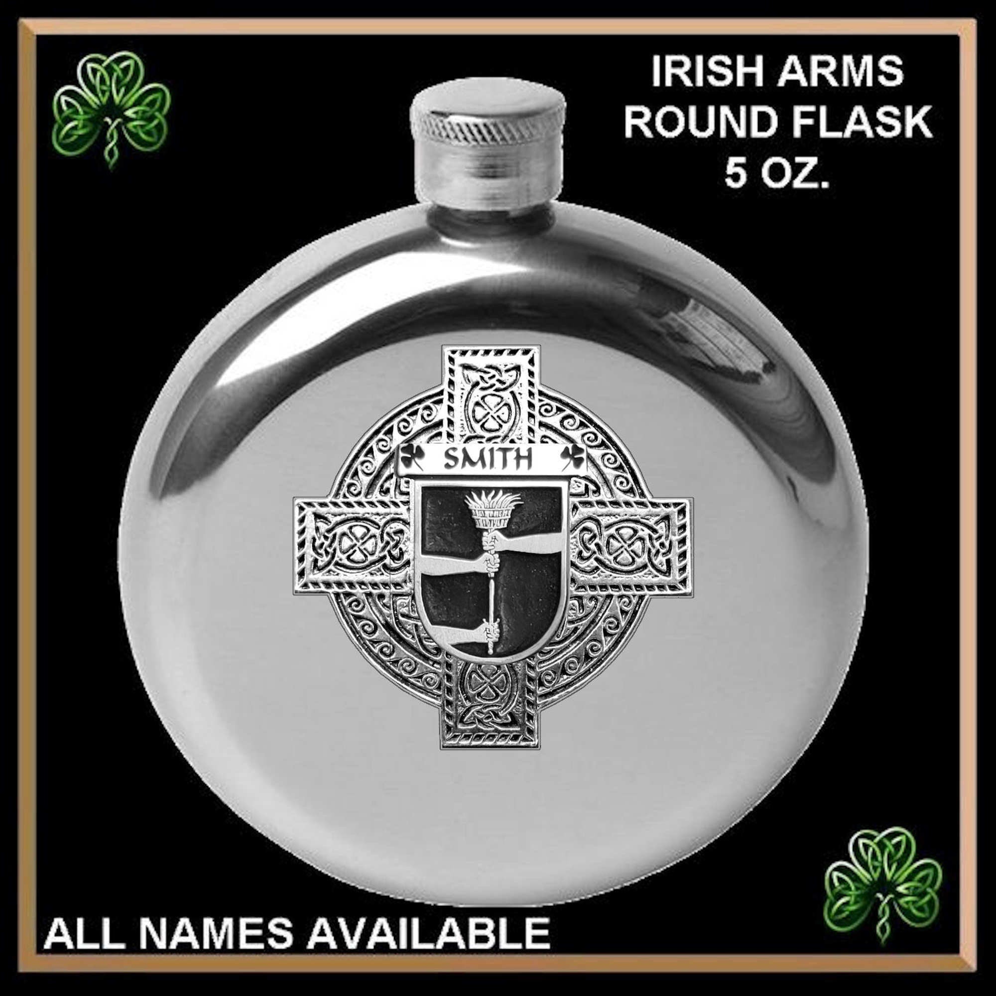 Smith Cross Round Flask 5 oz - All Irish Families