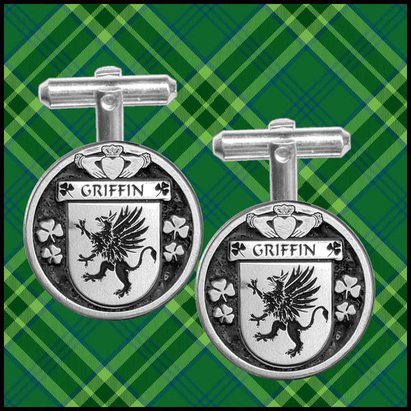Griffin Irish Coat of Arms Disk Cufflinks 