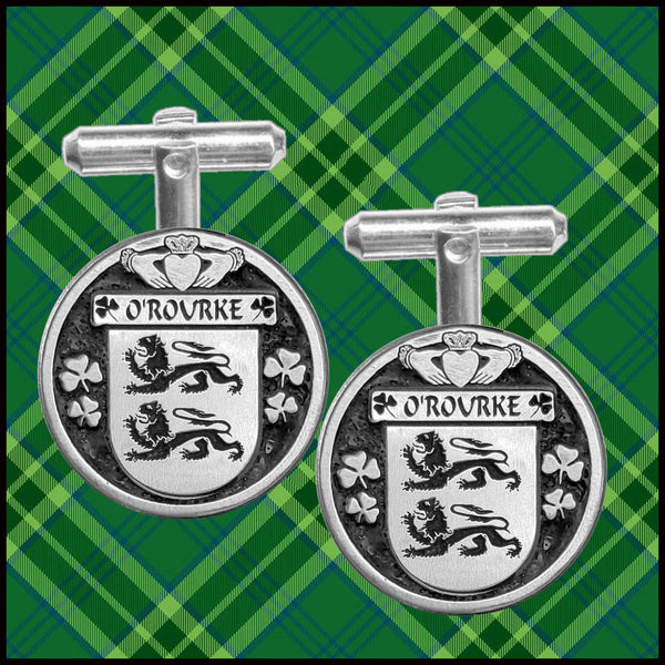 O'Rourke Irish Coat of Arms Disk Cufflinks 