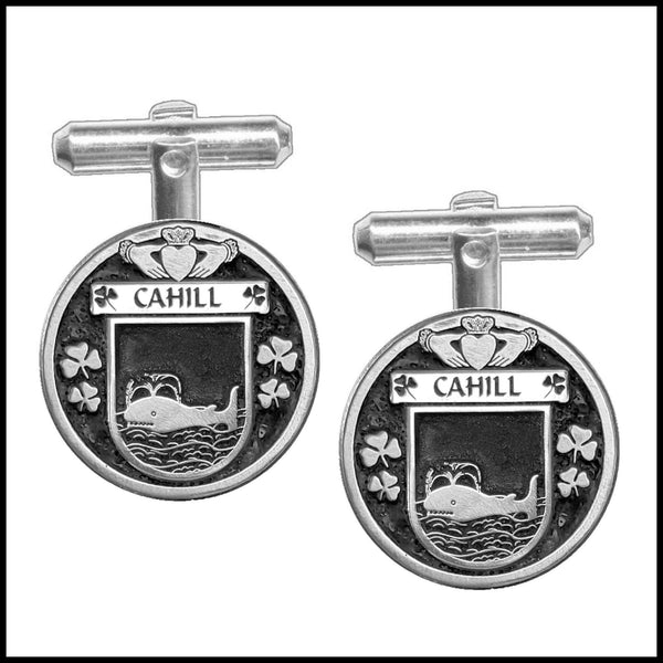 Cahill Irish Coat of Arms Disk Cufflinks