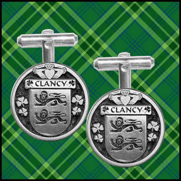 Clancy Irish Coat of Arms Disk Cufflinks