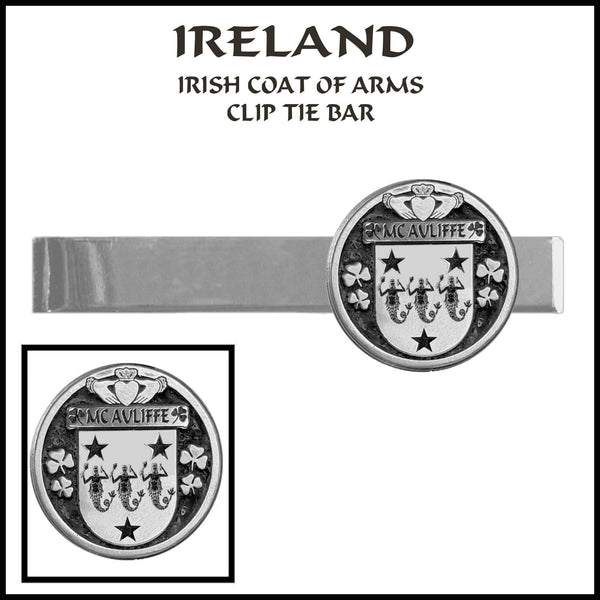 McAuliffe Irish Coat of Arms Clip Tie Bar - ICTB10