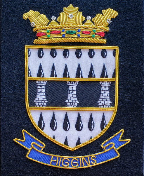 Higgins Irish Coat of Arms Embroidered Crest