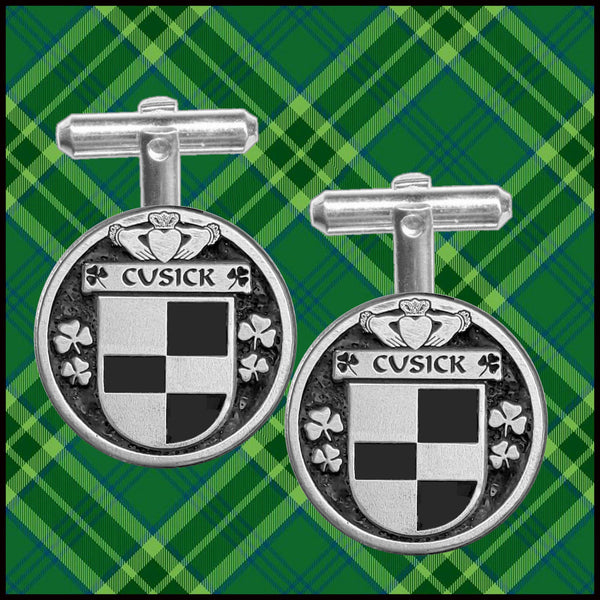 Cusick Irish Coat of Arms Disk Cufflinks