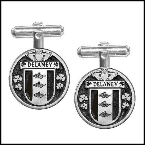 Delaney Irish Coat of Arms Disk Cufflinks