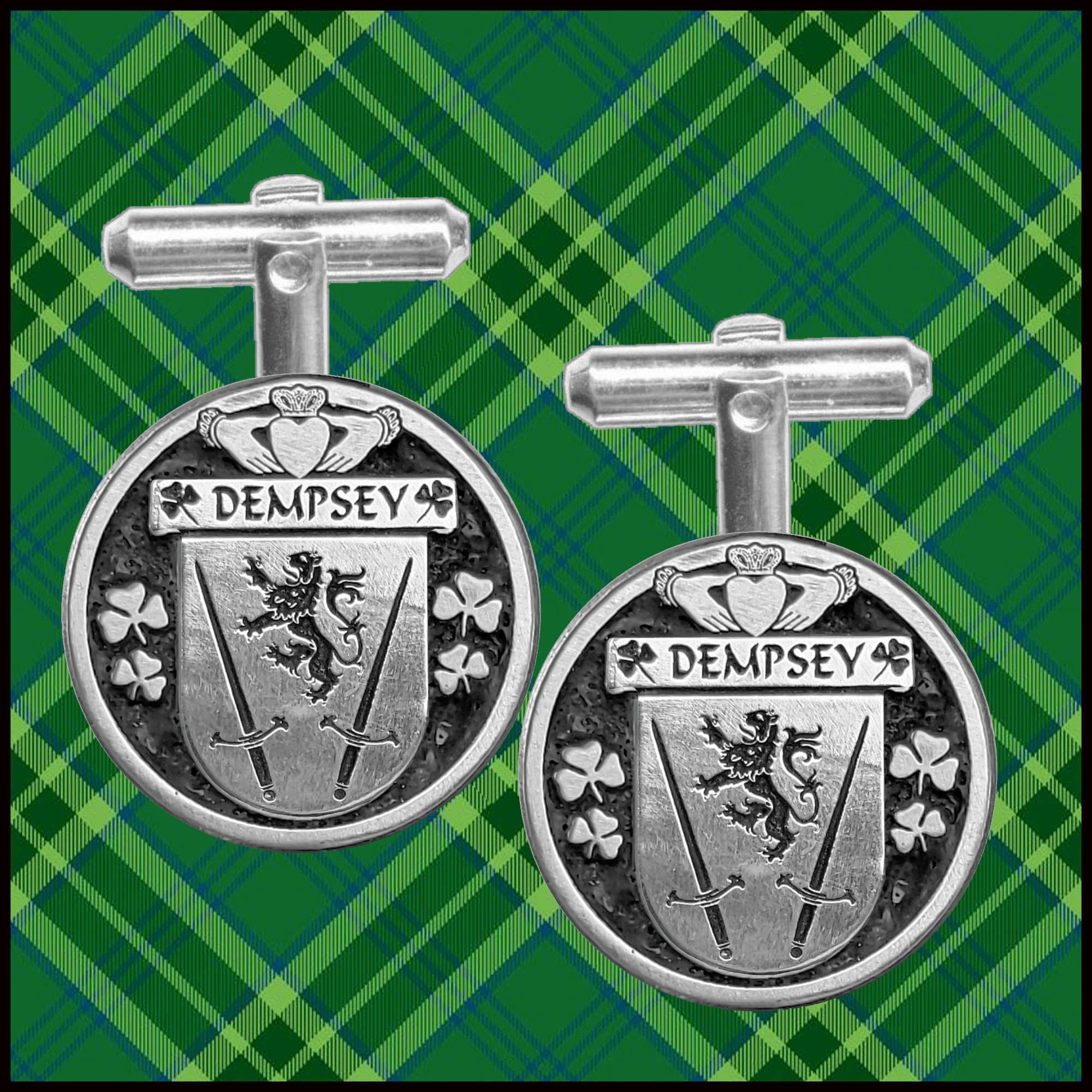 Dempsey Irish Coat of Arms Disk Cufflinks