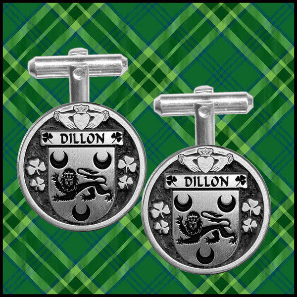 Dillon Irish Coat of Arms Disk Cufflinks
