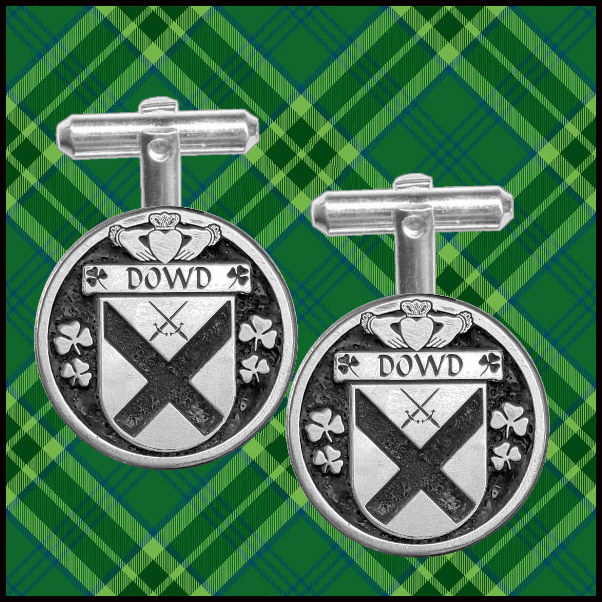 Dowd Irish Coat of Arms Disk Cufflinks