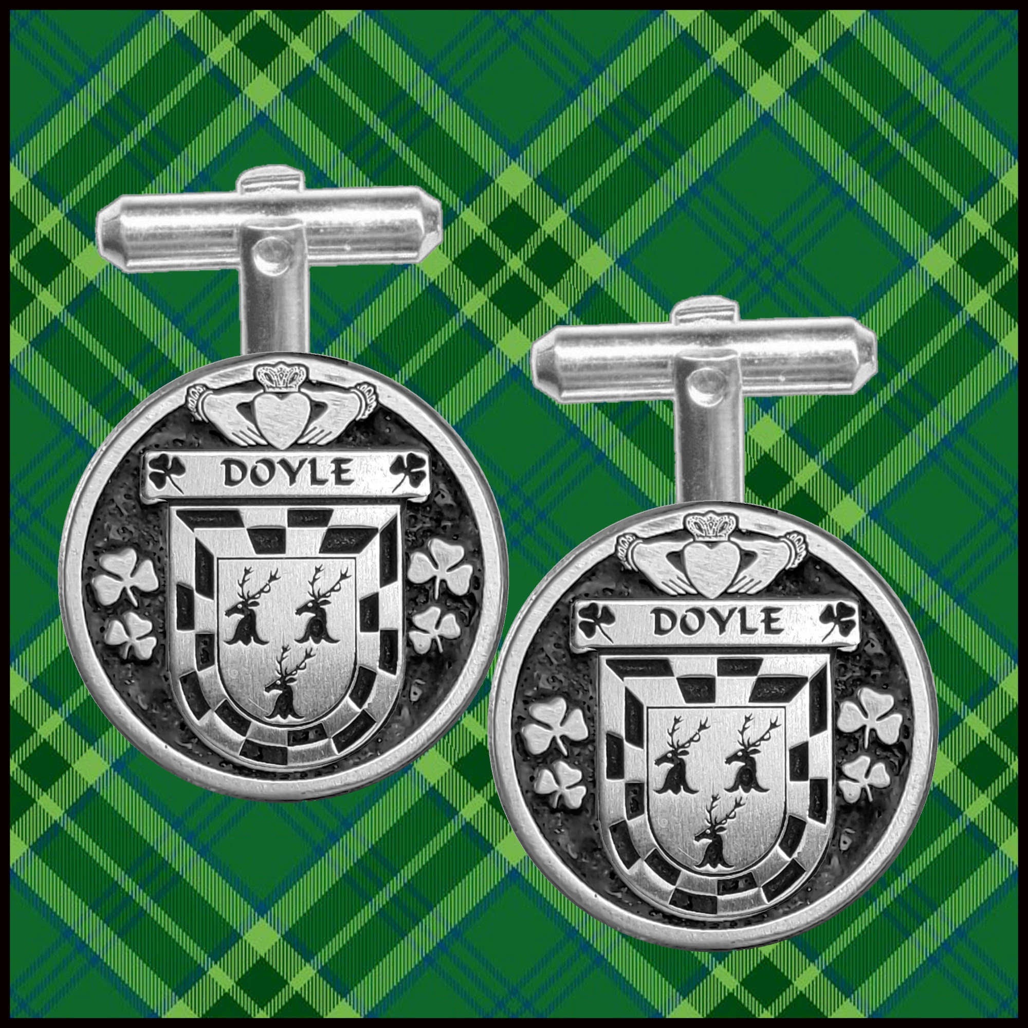 Doyle Irish Coat of Arms Disk Cufflinks