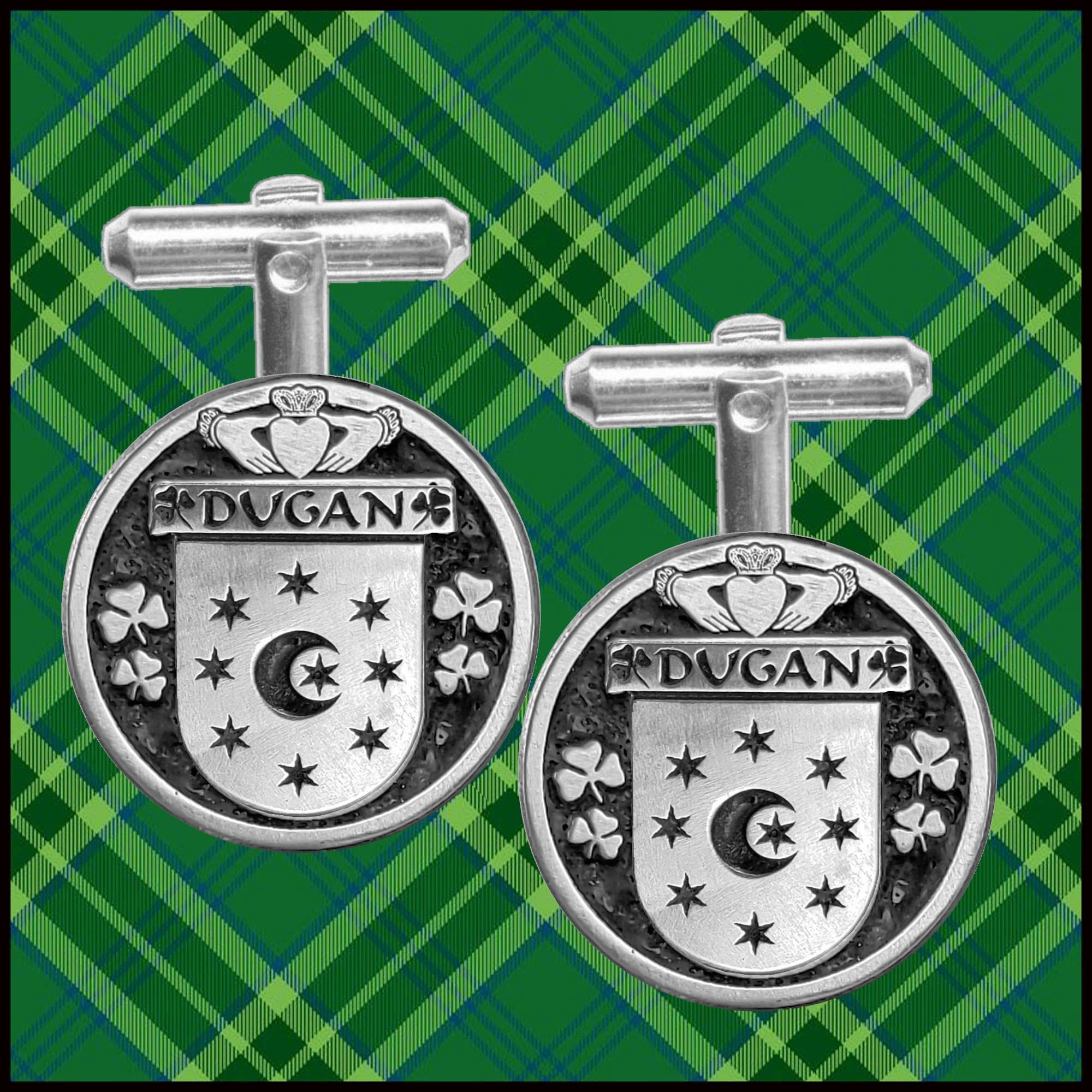 Dugan Irish Coat of Arms Disk Cufflinks