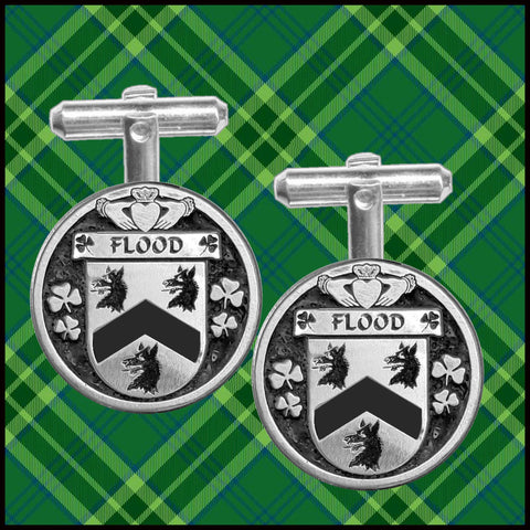 Flood Irish Coat of Arms Disk Cufflinks