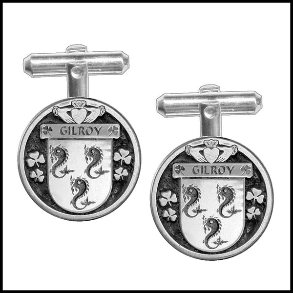Gilroy Irish Coat of Arms Disk Cufflinks