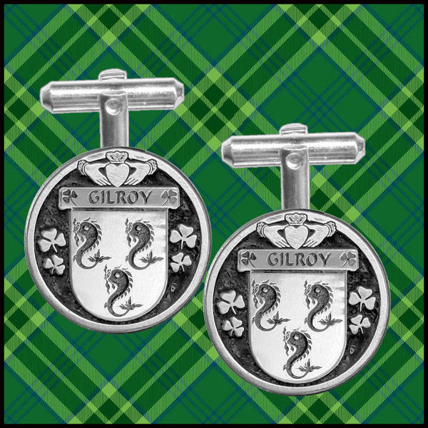 Gilroy Irish Coat of Arms Disk Cufflinks