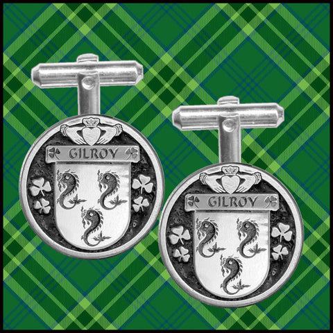 Gilroy Irish Coat of Arms Disk Cufflinks
