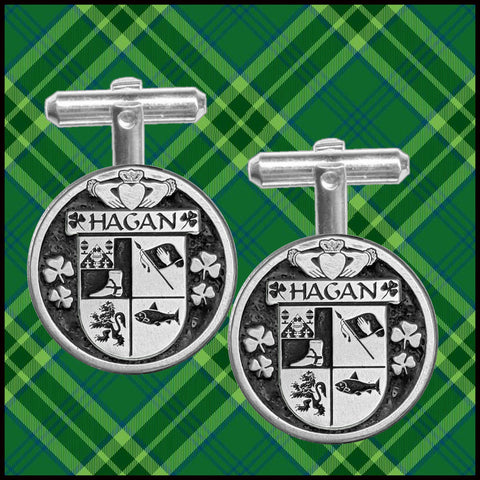 Hagan Irish Coat of Arms Disk Cufflinks