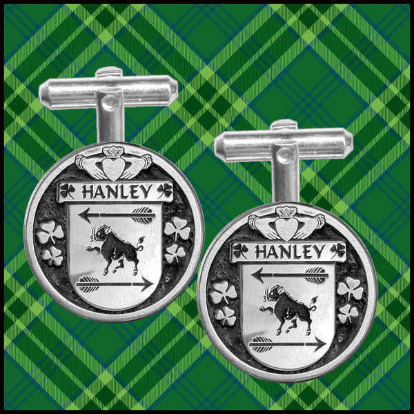 Hanley Irish Coat of Arms Disk Cufflinks
