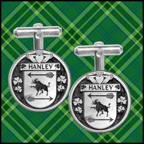 Hanley Irish Coat of Arms Disk Cufflinks