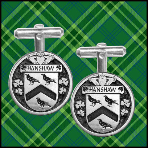 Hanshaw Irish Coat of Arms Disk Cufflinks