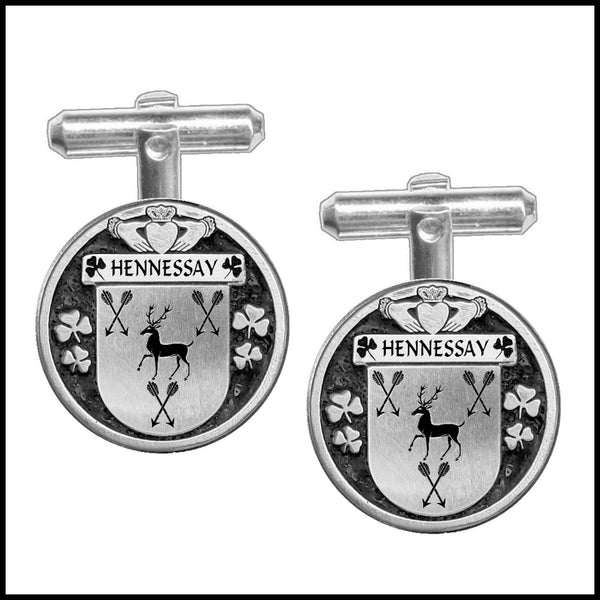 Hennessay Irish Coat of Arms Disk Cufflinks
