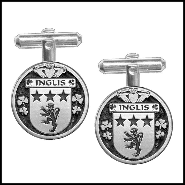 Inglis Irish Coat of Arms Disk Cufflinks
