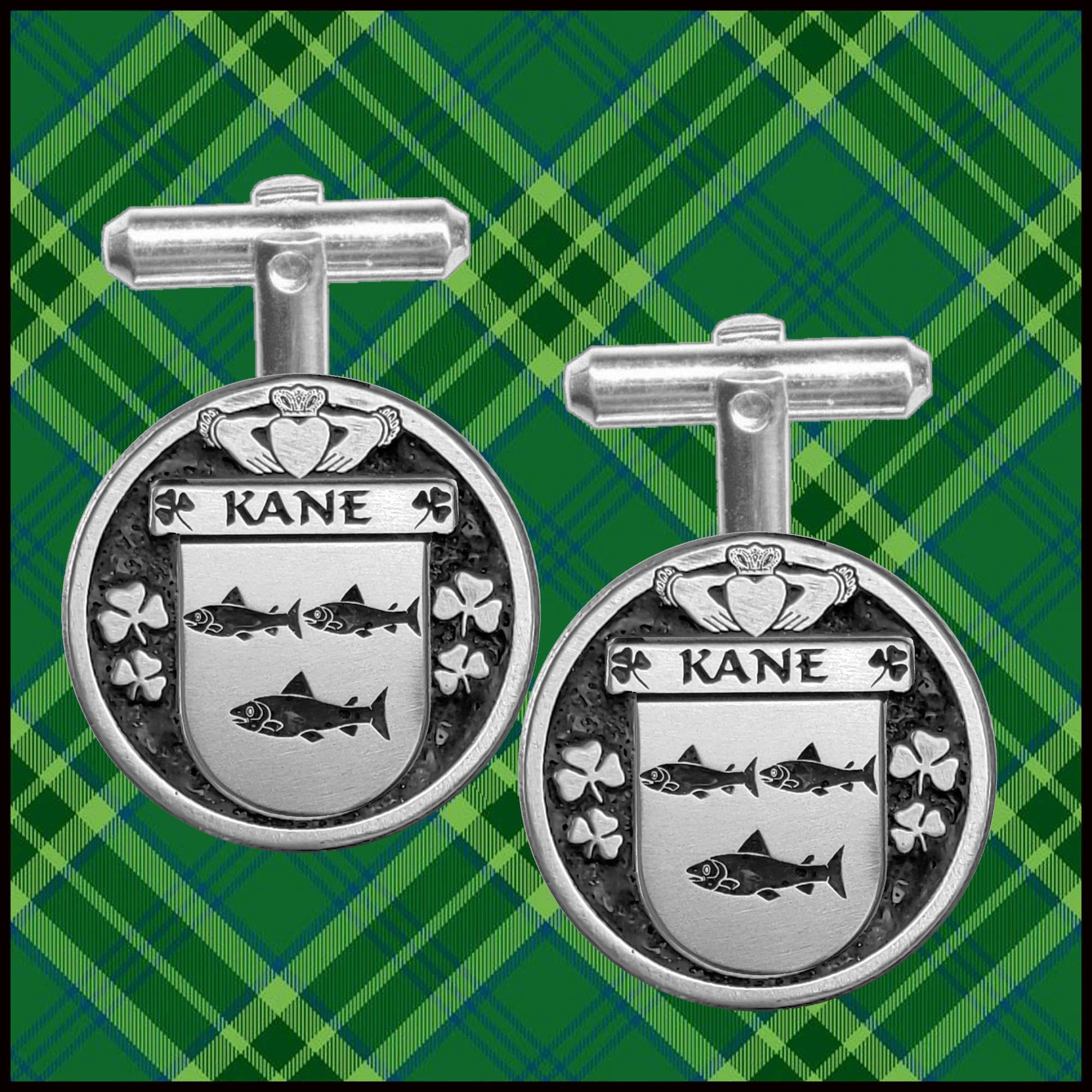 Kane Irish Coat of Arms Disk Cufflinks