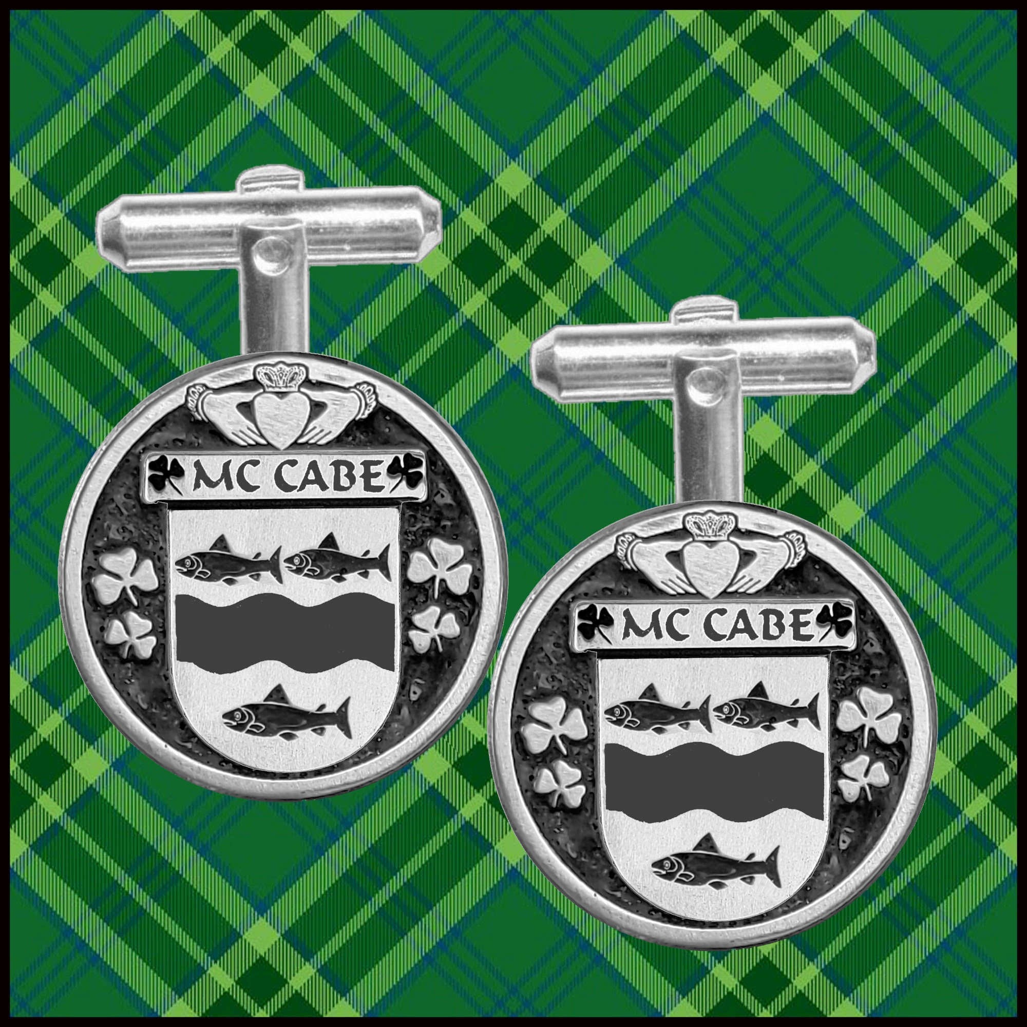 McCabe Irish Coat of Arms Disk Cufflinks