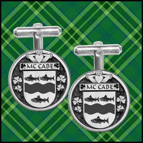 McCabe Irish Coat of Arms Disk Cufflinks