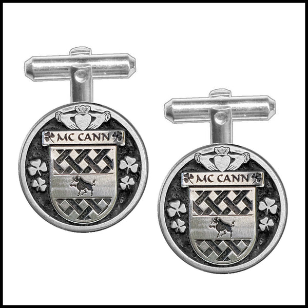 McCann Irish Coat of Arms Disk Cufflinks