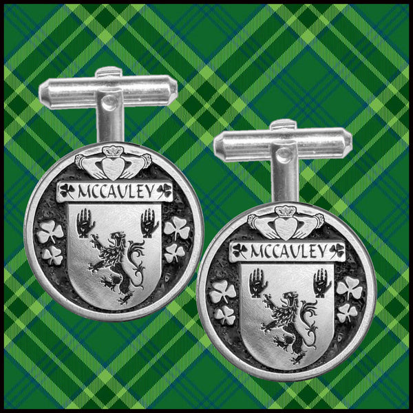McCauley Irish Coat of Arms Disk Cufflinks