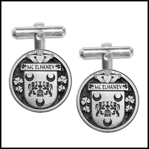 McElhaney Irish Coat of Arms Disk Cufflinks