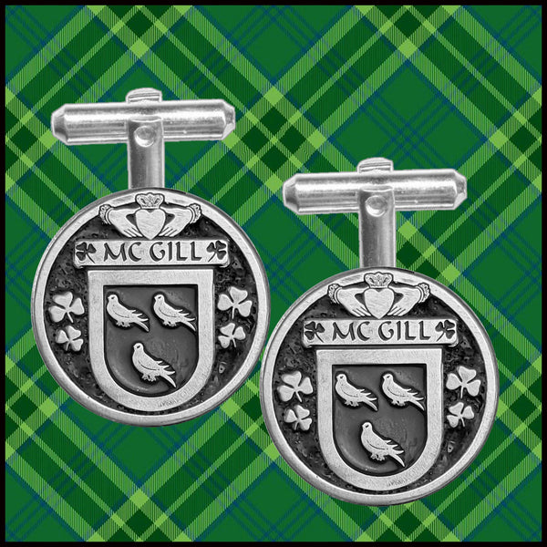 McGill Irish Coat of Arms Disk Cufflinks