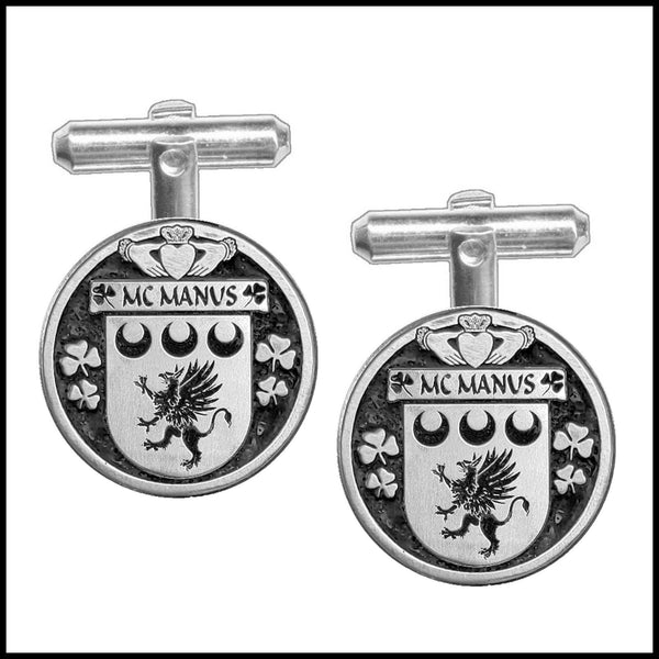 McManus Irish Coat of Arms Disk Cufflinks