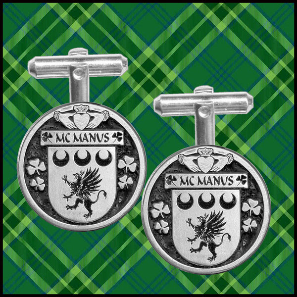 McManus Irish Coat of Arms Disk Cufflinks