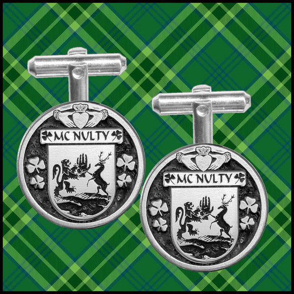 McNulty Irish Coat of Arms Disk Cufflinks
