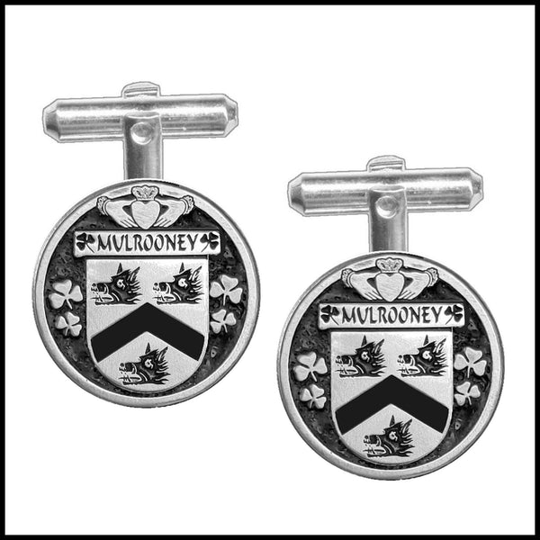 Mulrooney Irish Coat of Arms Disk Cufflinks