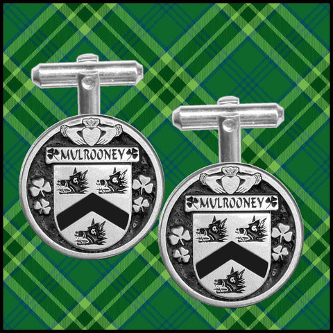Mulrooney Irish Coat of Arms Disk Cufflinks