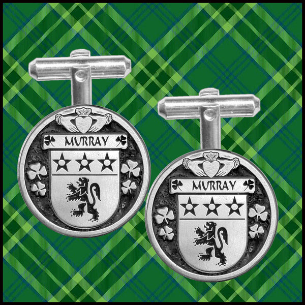 Murray Irish Coat of Arms Disk Cufflinks