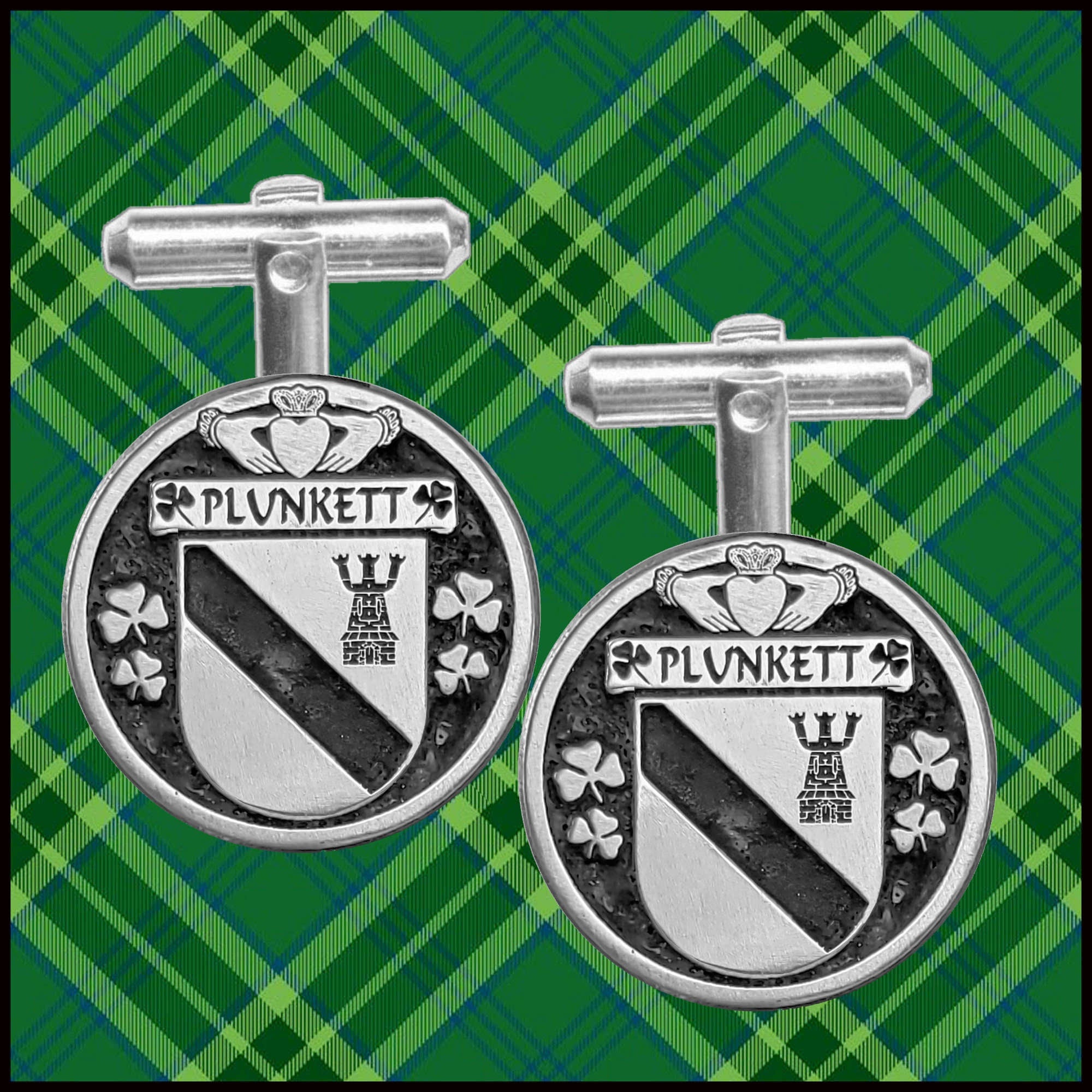 Plunkett Irish Coat of Arms Disk Cufflinks