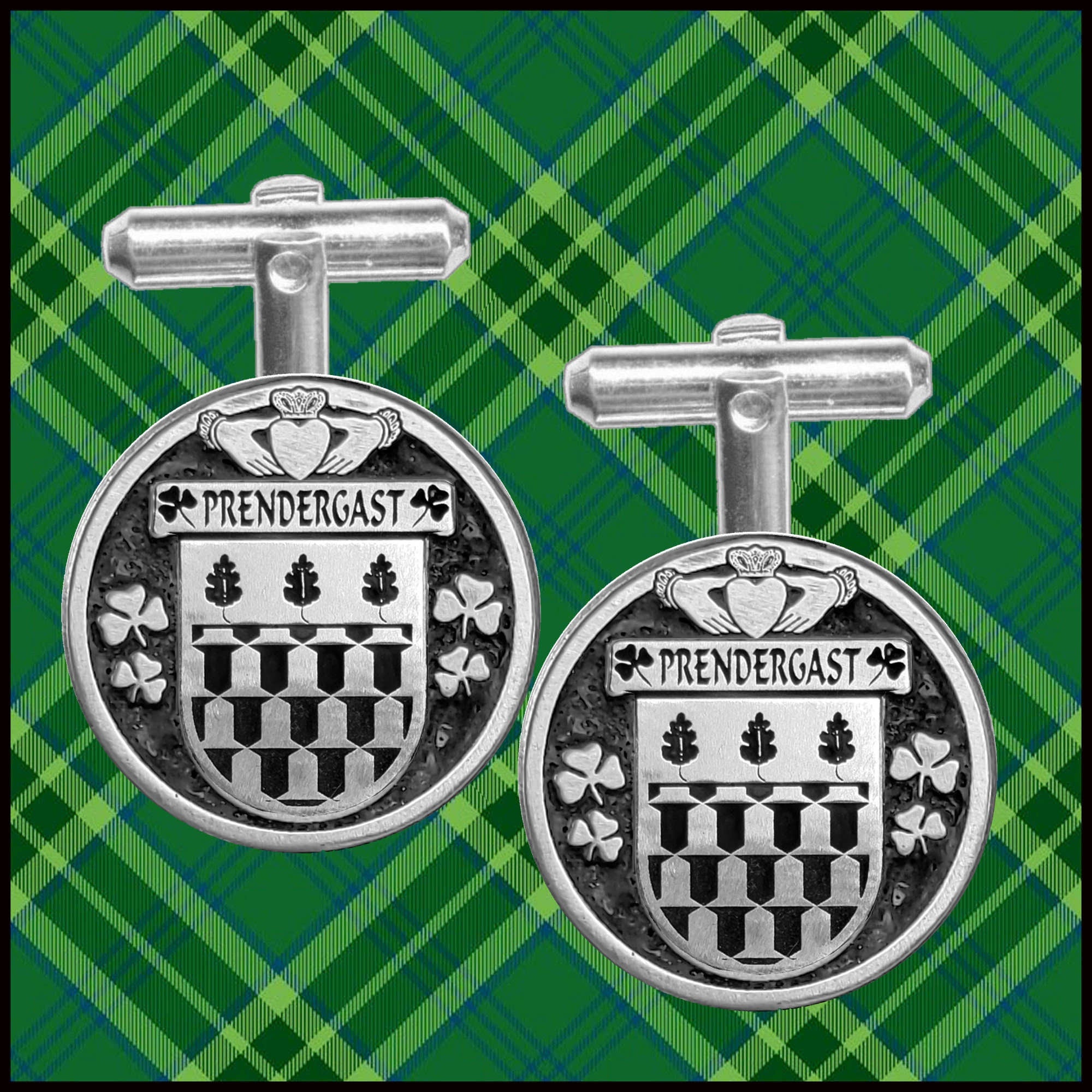 Prendergast Wexford Irish Coat of Arms Disk Cufflinks