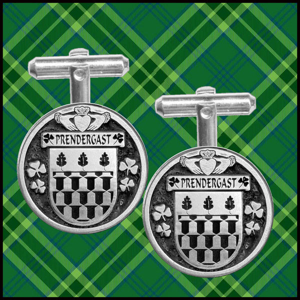 Prendergast Wexford Irish Coat of Arms Disk Cufflinks