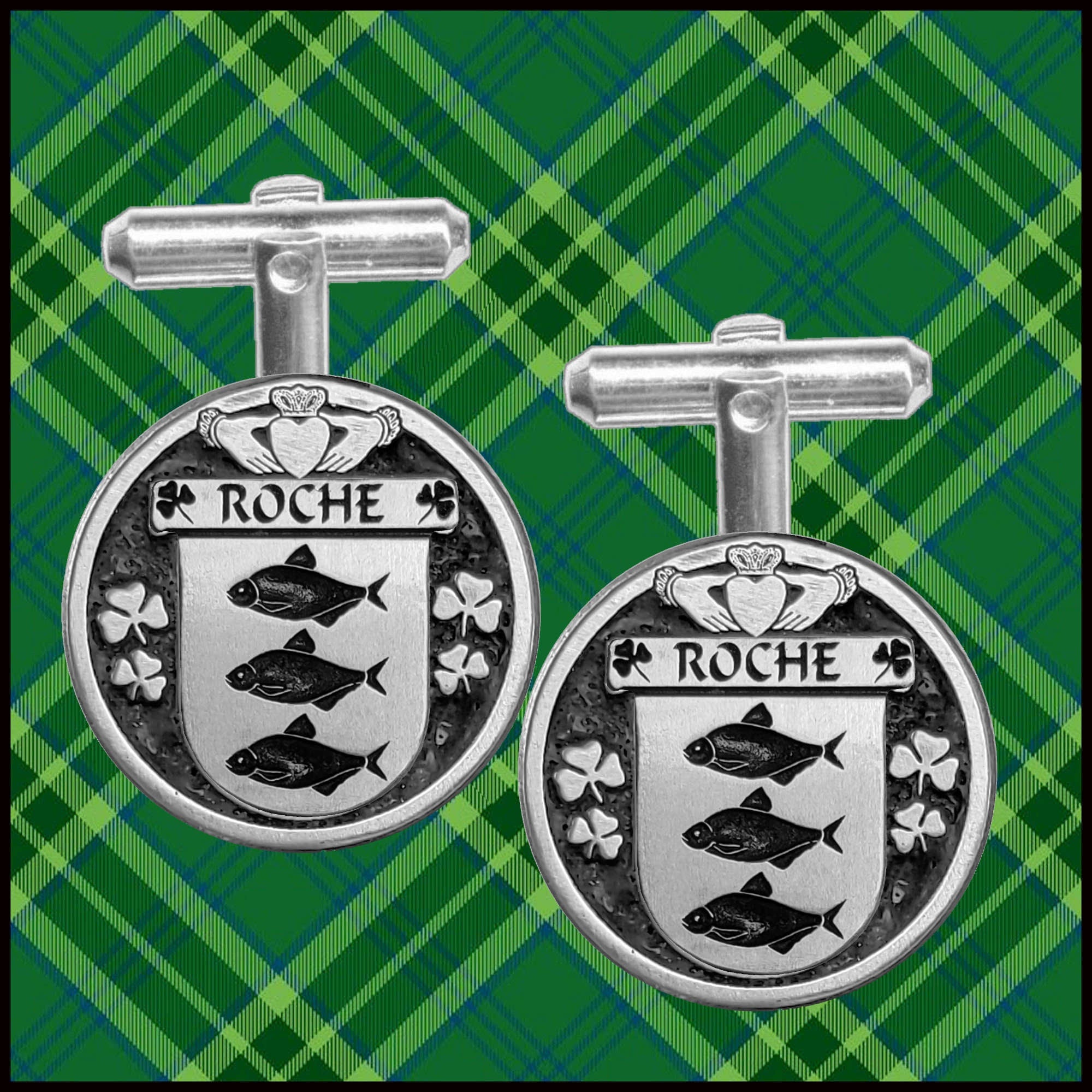 Roche Irish Coat of Arms Disk Cufflinks