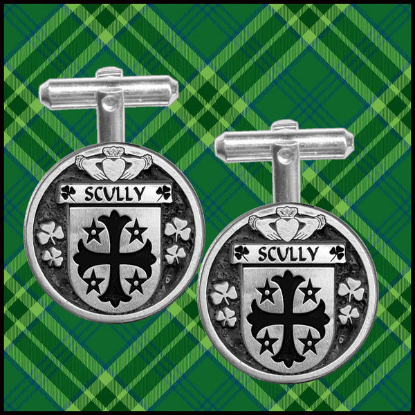 Scully Irish Coat of Arms Disk Cufflinks