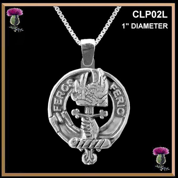 Chisholm Large 1" Scottish Clan Crest Pendant - Sterling Silver