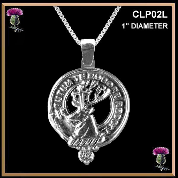 Crawford Large 1" Scottish Clan Crest Pendant - Sterling Silver