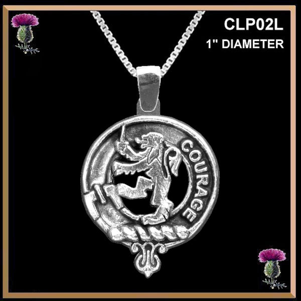 Cumming Large 1" Scottish Clan Crest Pendant - Sterling Silver