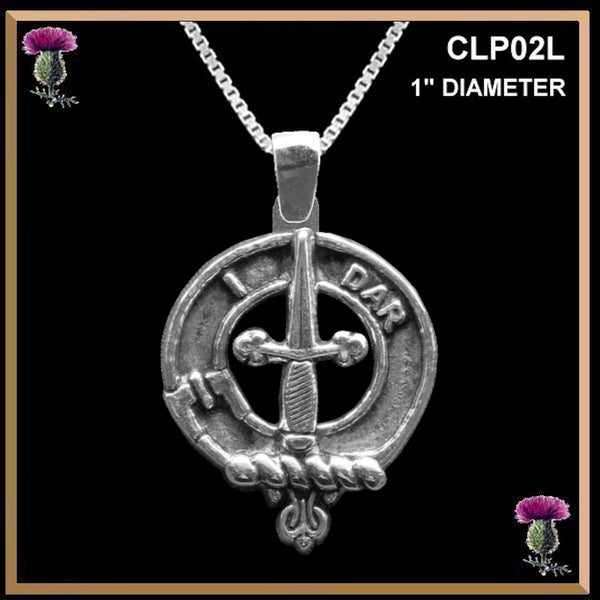 Dalziel Large 1" Scottish Clan Crest Pendant - Sterling Silver