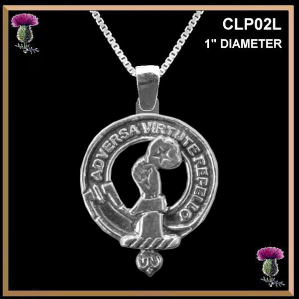 Denniston Large 1" Scottish Clan Crest Pendant - Sterling Silver