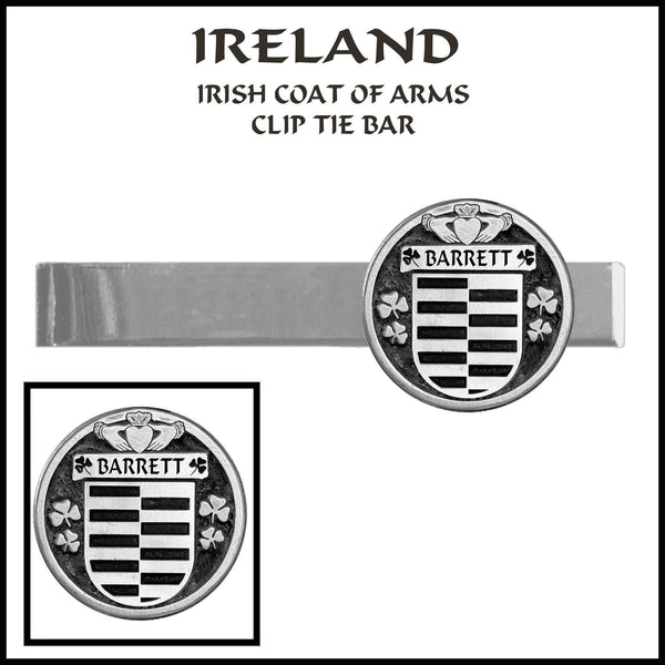 Barrett Irish Coat of Arms Clip Tie Bar